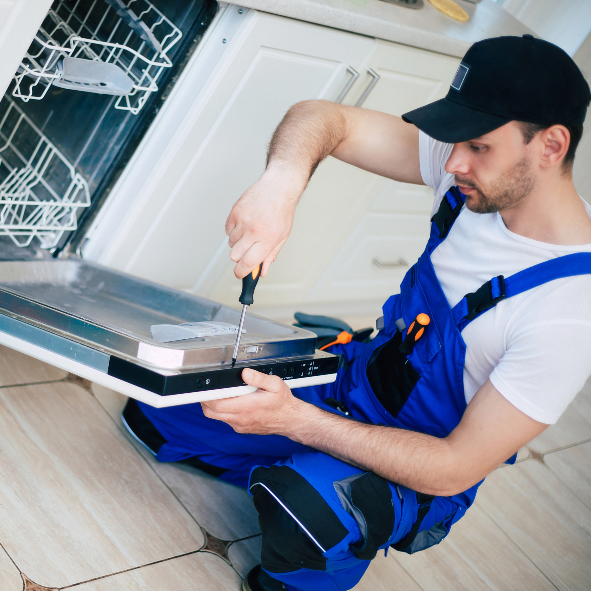 Mid-Cape Appliance- repairing dishwasher.