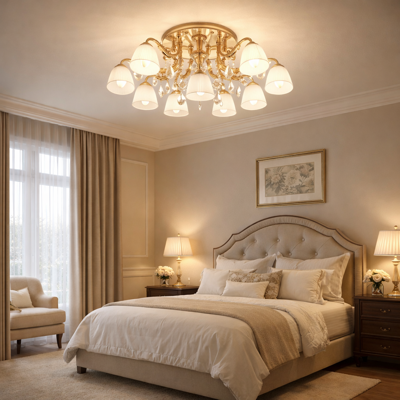 051/1602-8+1半吸頂燈 / E27×8+1