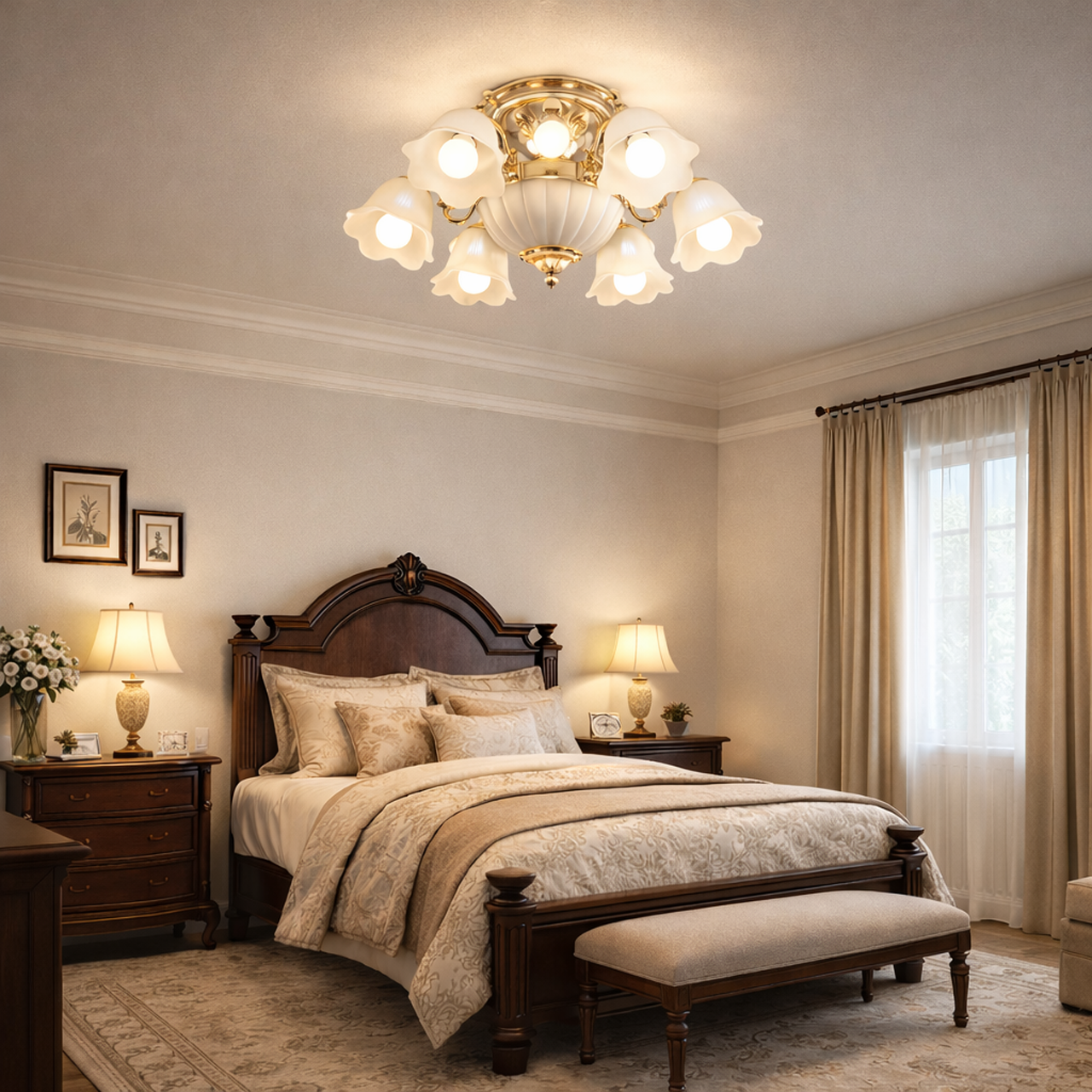 051/1703-6+1半吸頂燈 / E27×6+2