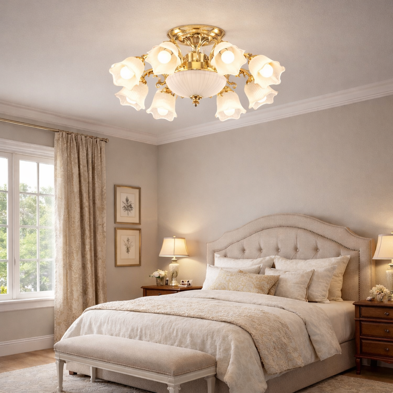 051/1703-8+1半吸頂燈 / E27×8+1