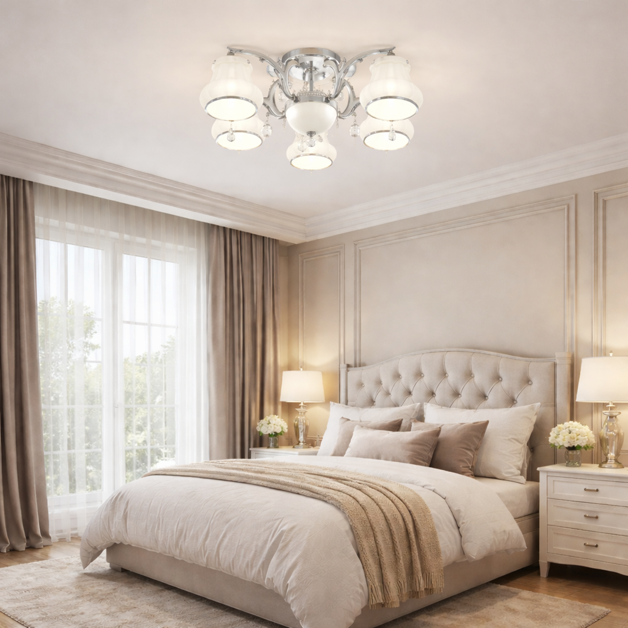 095/6717-5+1絡半吸頂燈 / E27×5+1