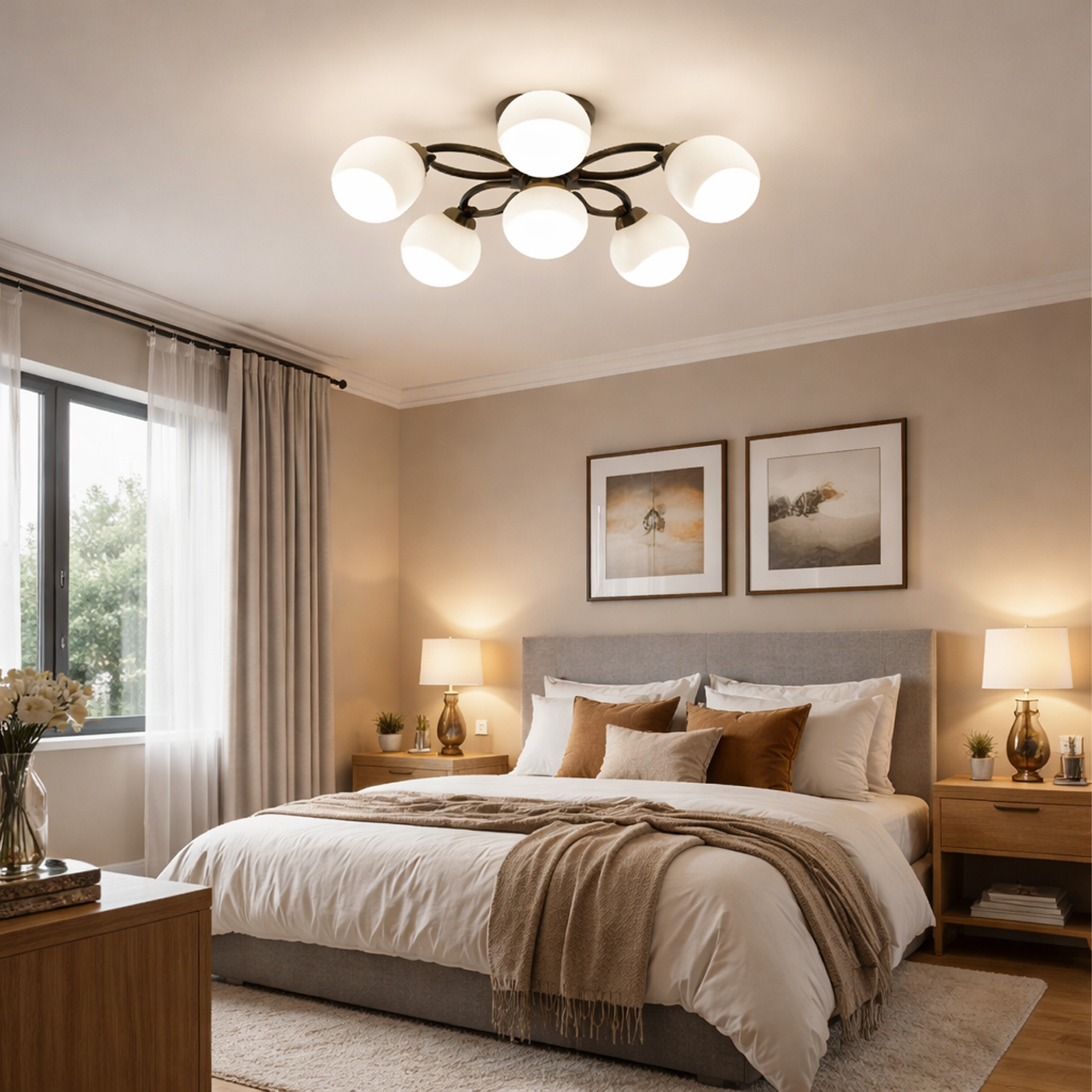 103/M644/5+1BW半吸頂燈 / E27×5+1