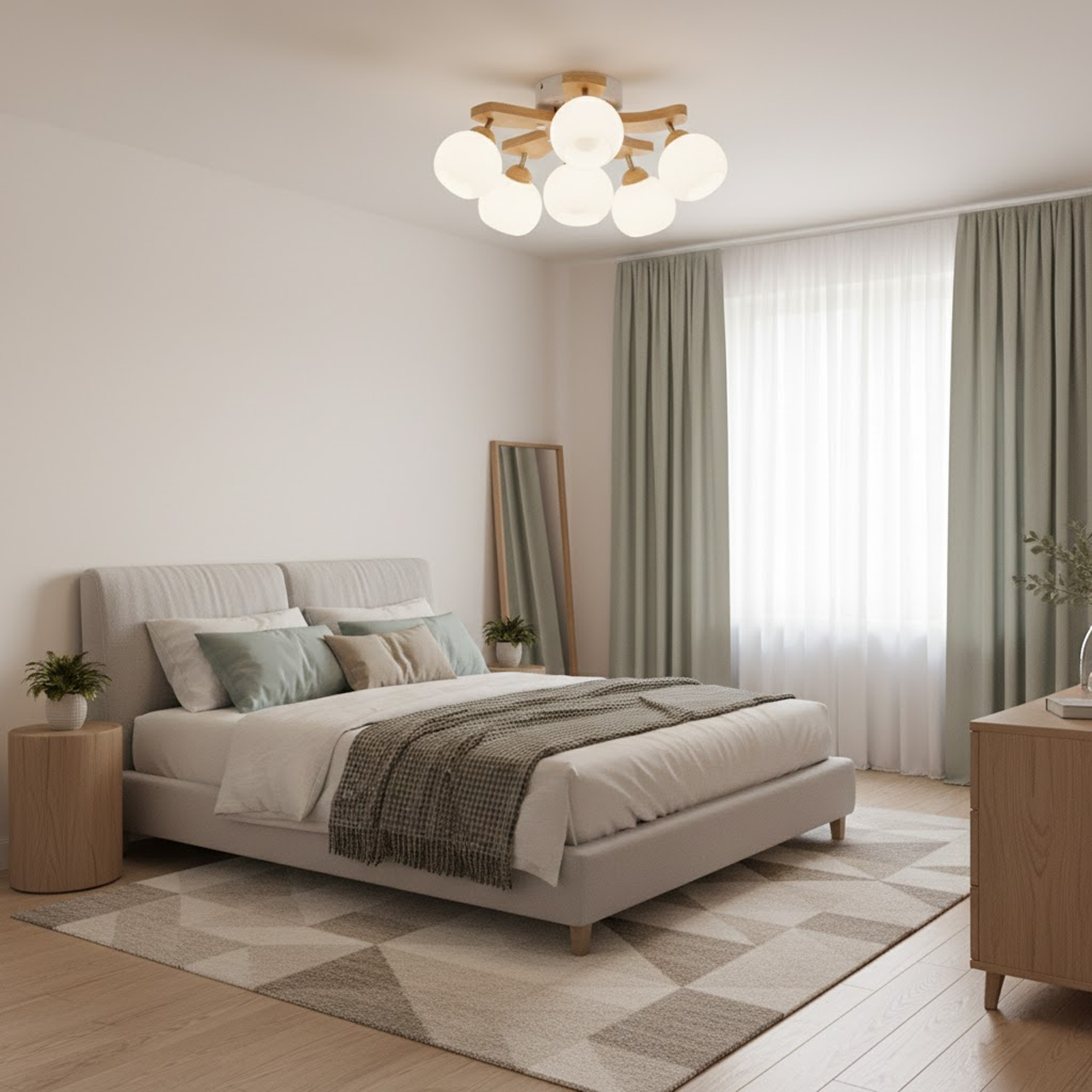 103/M645/5+1BW半吸頂燈 / E27×5+1