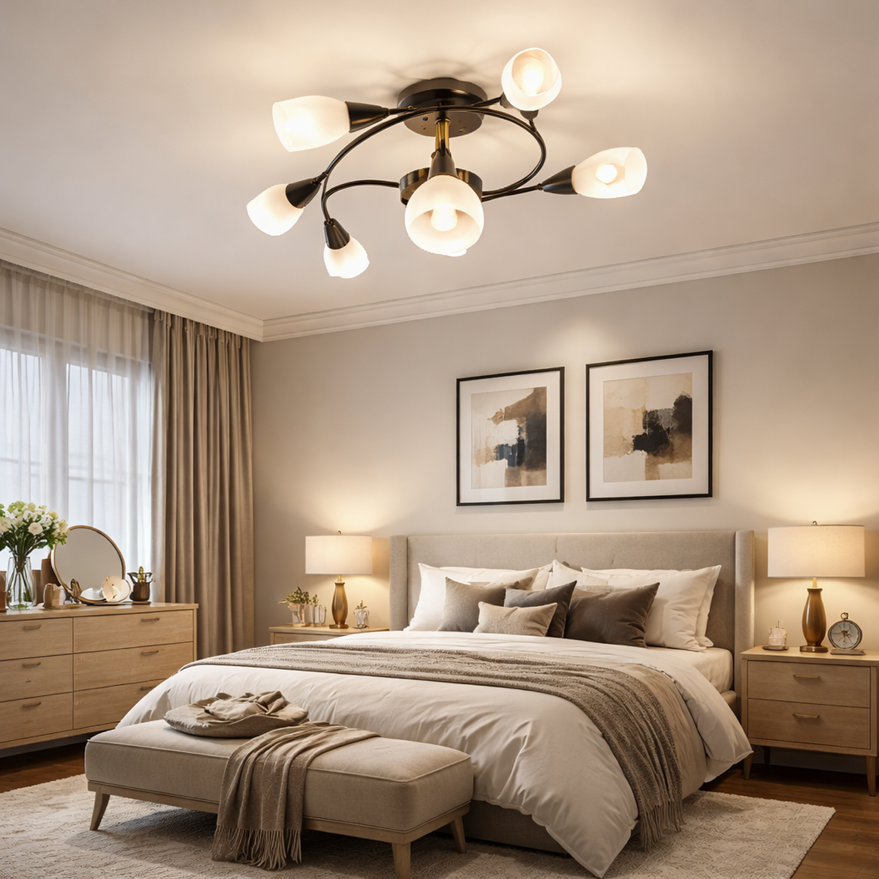 140/5015-5+1半吸頂燈 / E27×5+1