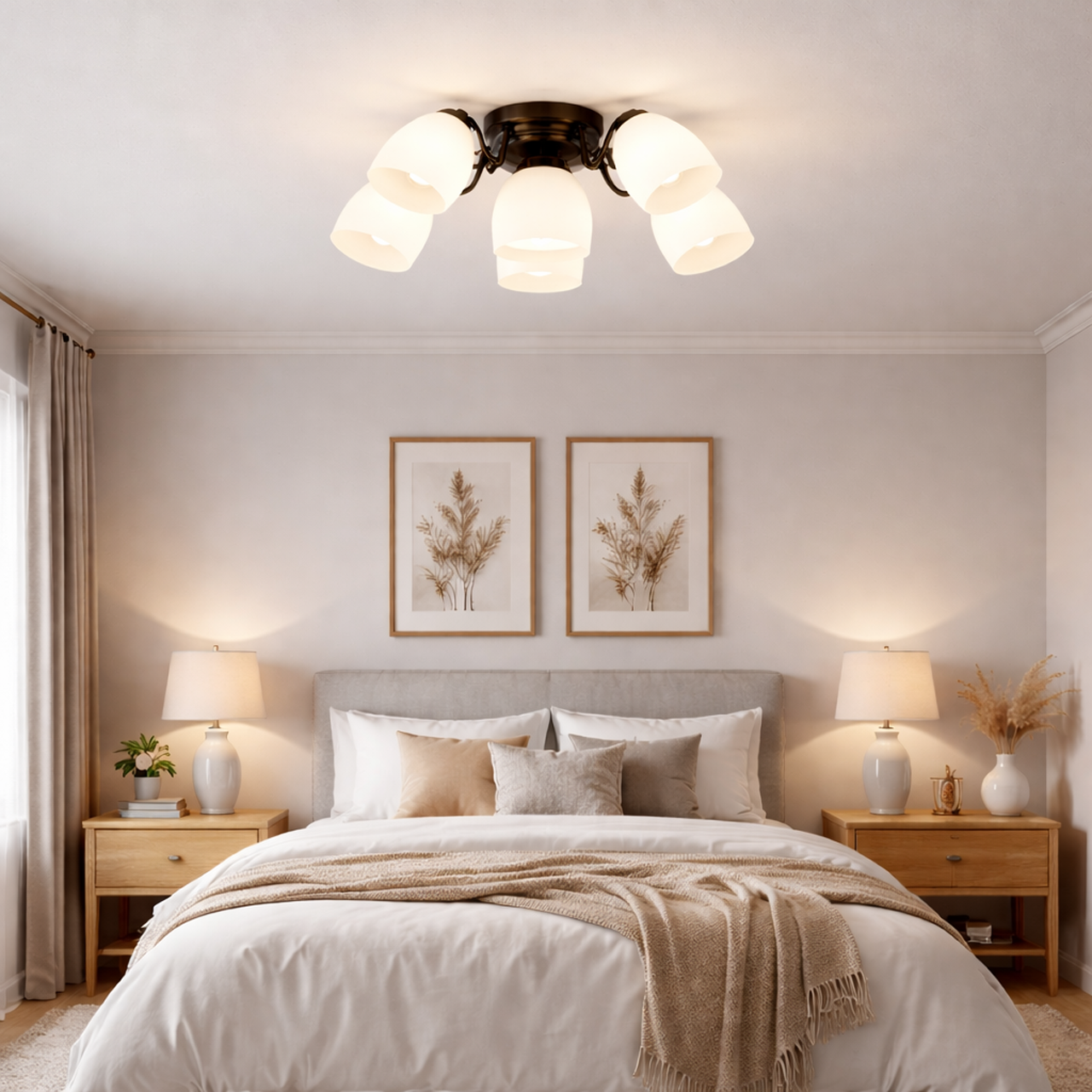 JS117-5半吸頂燈 / E27×5+1