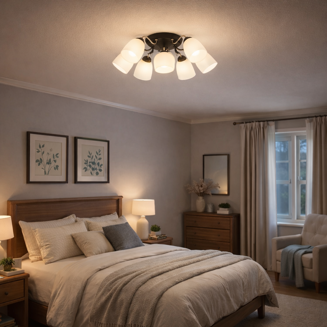 JS134半吸頂燈 / E27×6+1