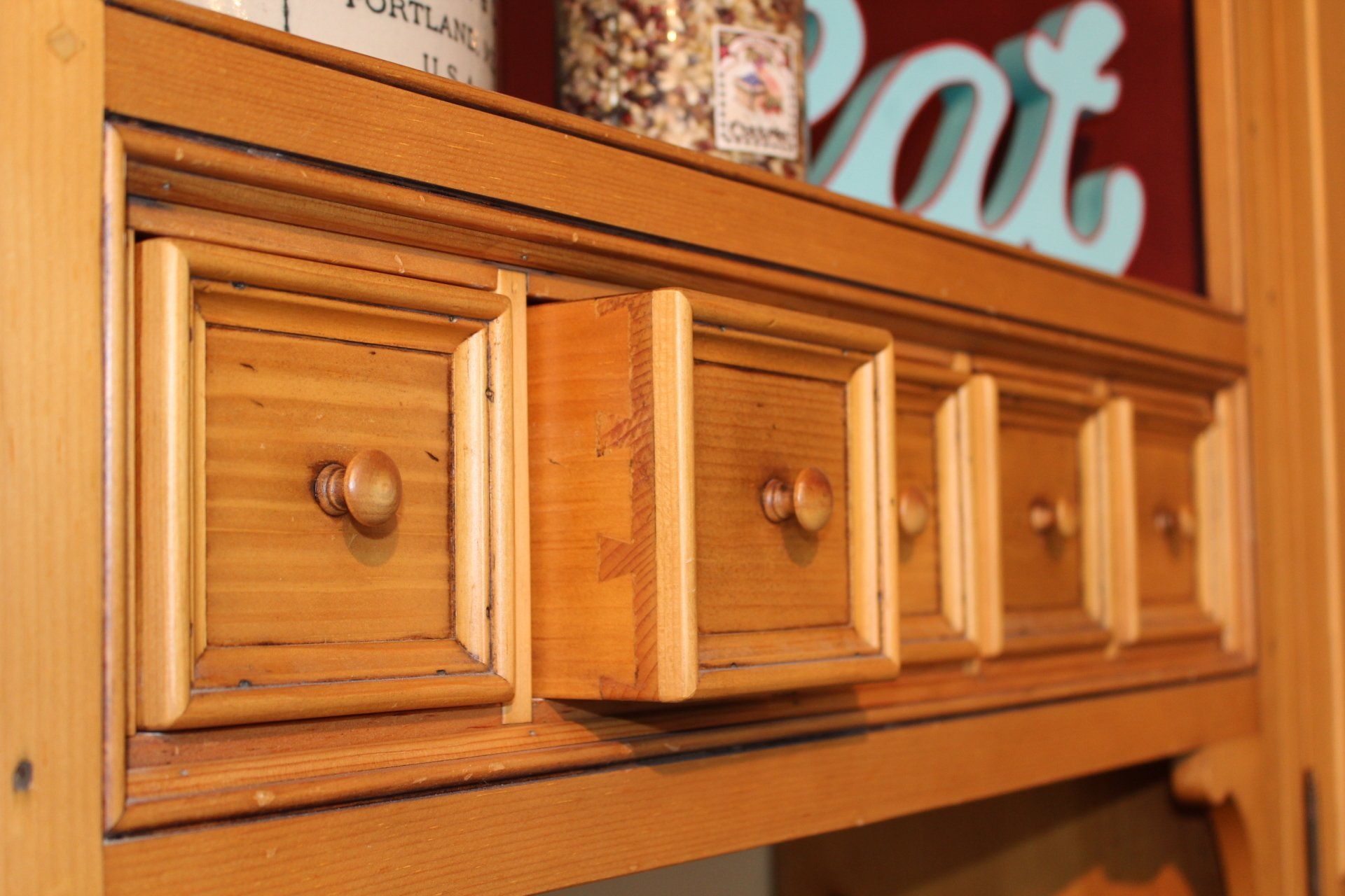 Kitchen apothecary drawers
