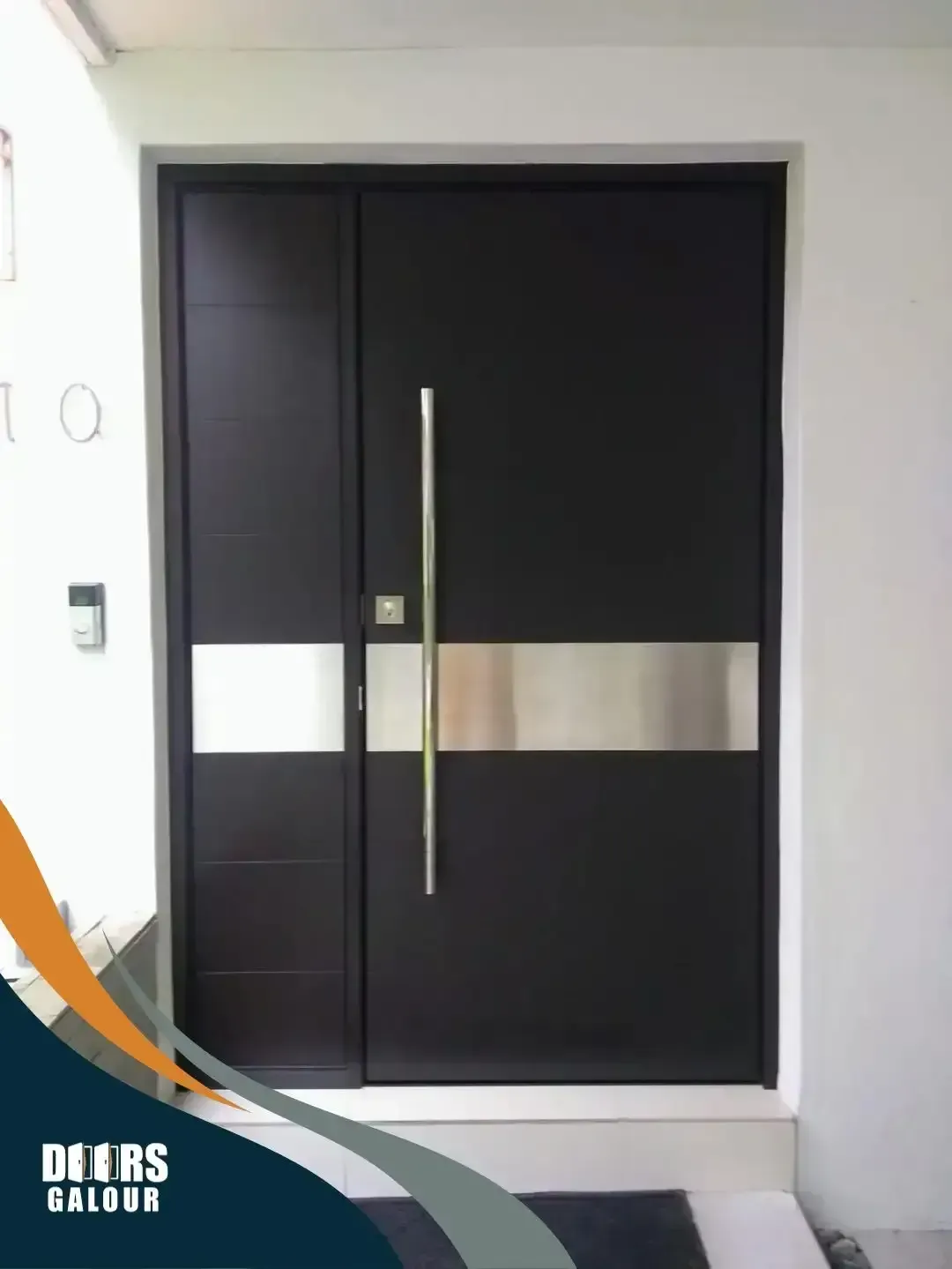 Hurricane Impact Door installation in South Florida A brown impact door with metal handle in South Florida