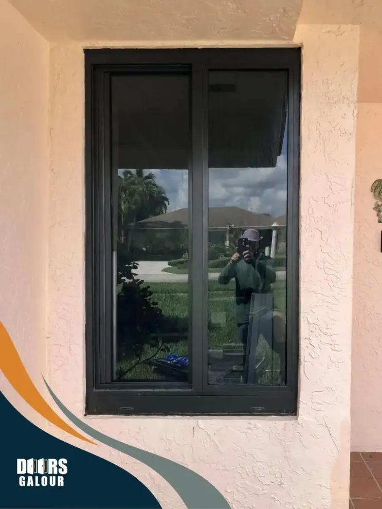 A yard glass sliding door.