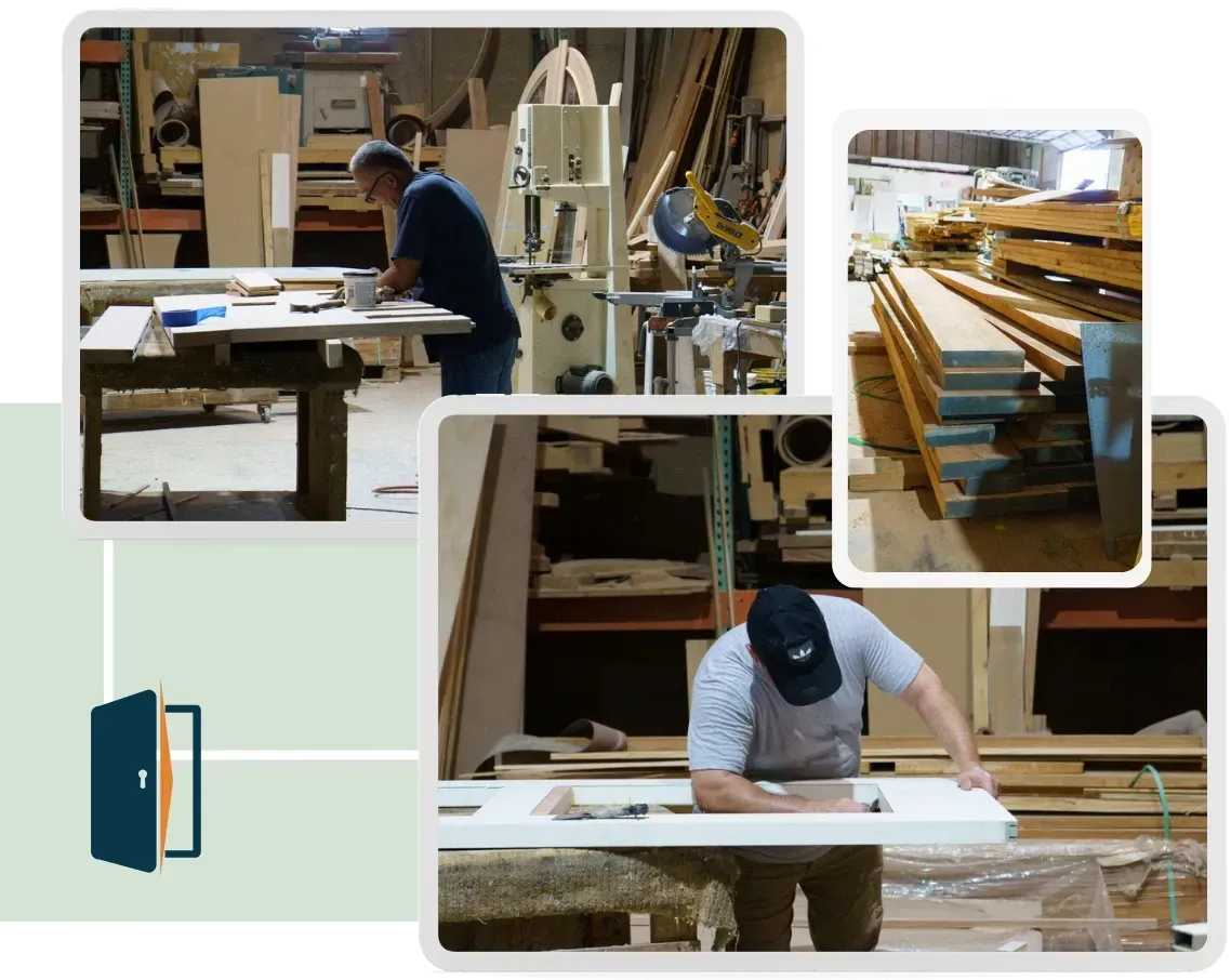 A man is working on a piece of wood in a factory.