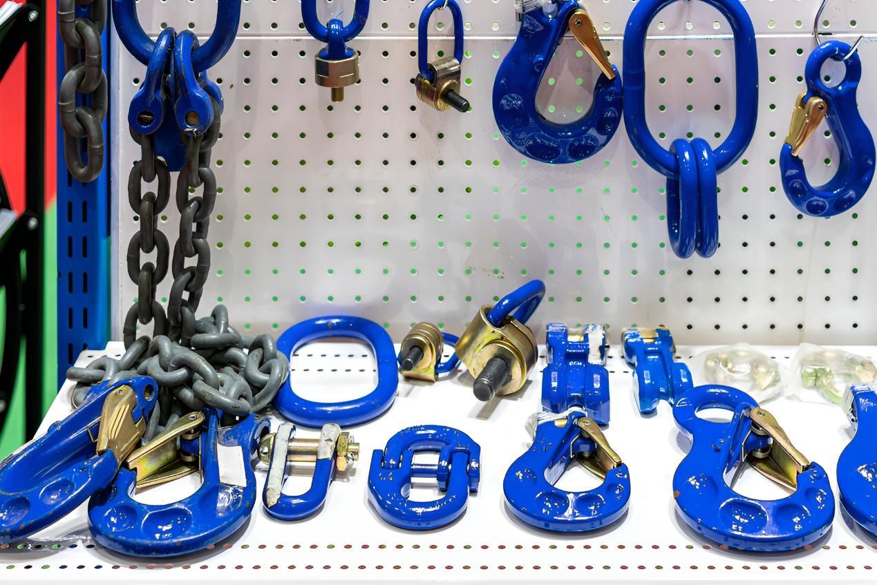 A Bunch Of Blue Chains And Hooks — Illawarra Fasteners Pty Ltd In Unanderra, NSW