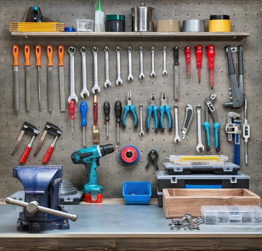 A Workbench With Lots Of Tools Hanging On The Wall — Illawarra Fasteners Pty Ltd In Unanderra, NSW