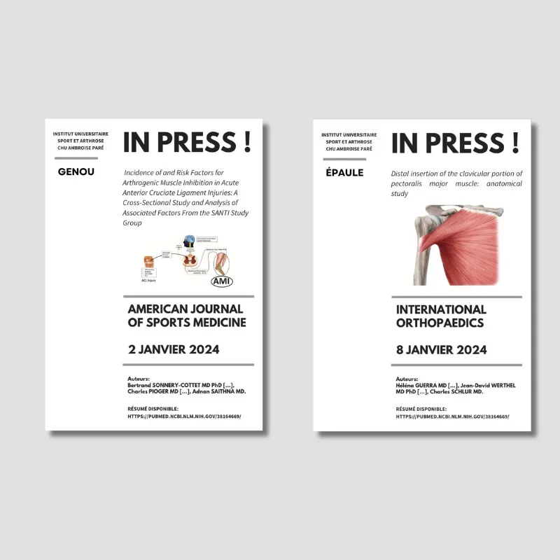Deux dépliants pour le journal américain de médecine du sport et d'orthopédie internationale