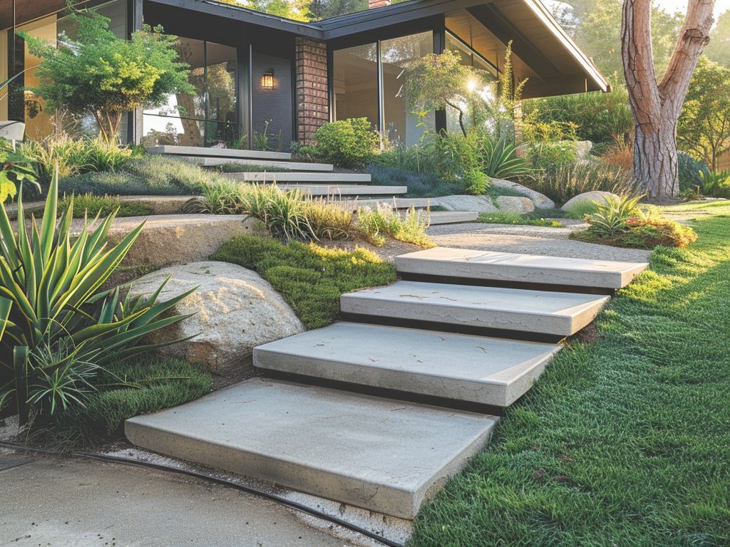 Midcentury Modern Landscaping Concepts - Floating Steps and Walkways Ideas