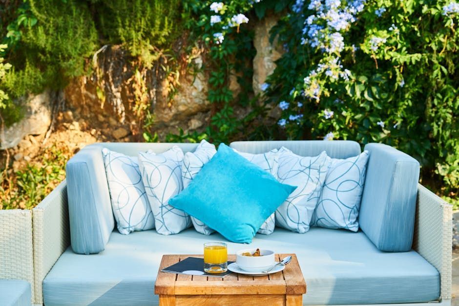 Patio with outdoor furniture - backyard patio builders