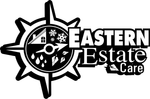 Logo for Eastern Estate Care: compass design with house, snow, rain, leaves, and text.