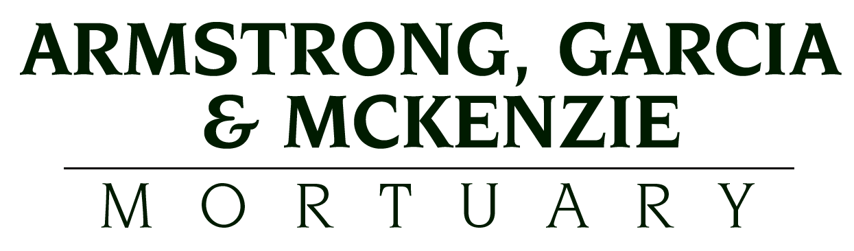 Armstrong, Garcia & McKenzie Mortuary logo in dark green text.