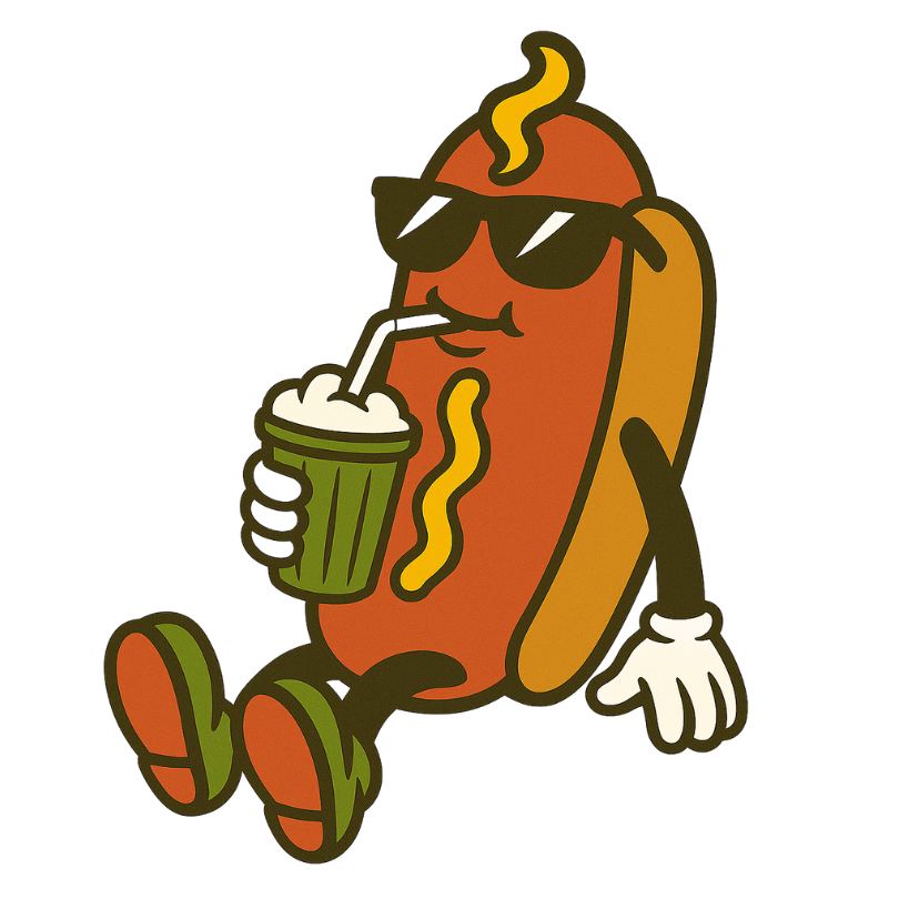 Hot Dog Guy drinking a milkshake