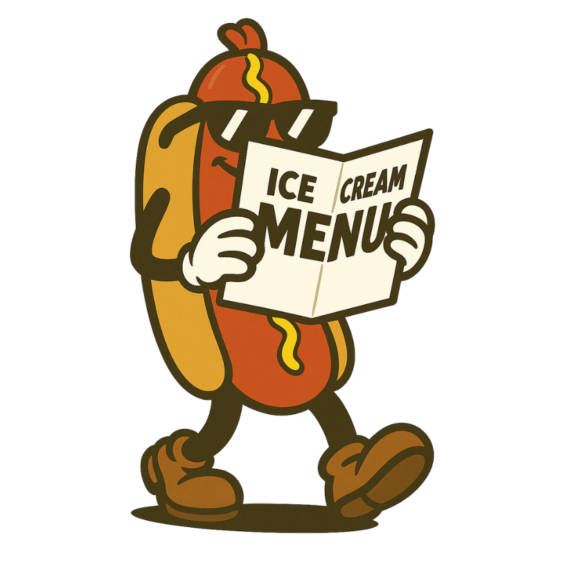 Hot Dog Guy at Bloomfield BreakPoint looking at Ice Cream menu