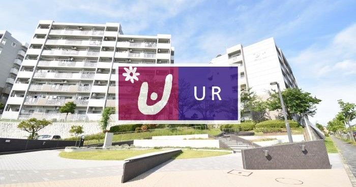 UR Apartments building and logo