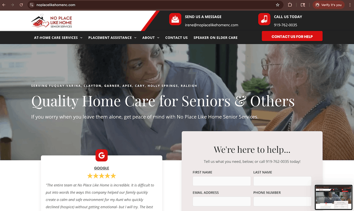 NoPlaceLikeHomeNC.com home page