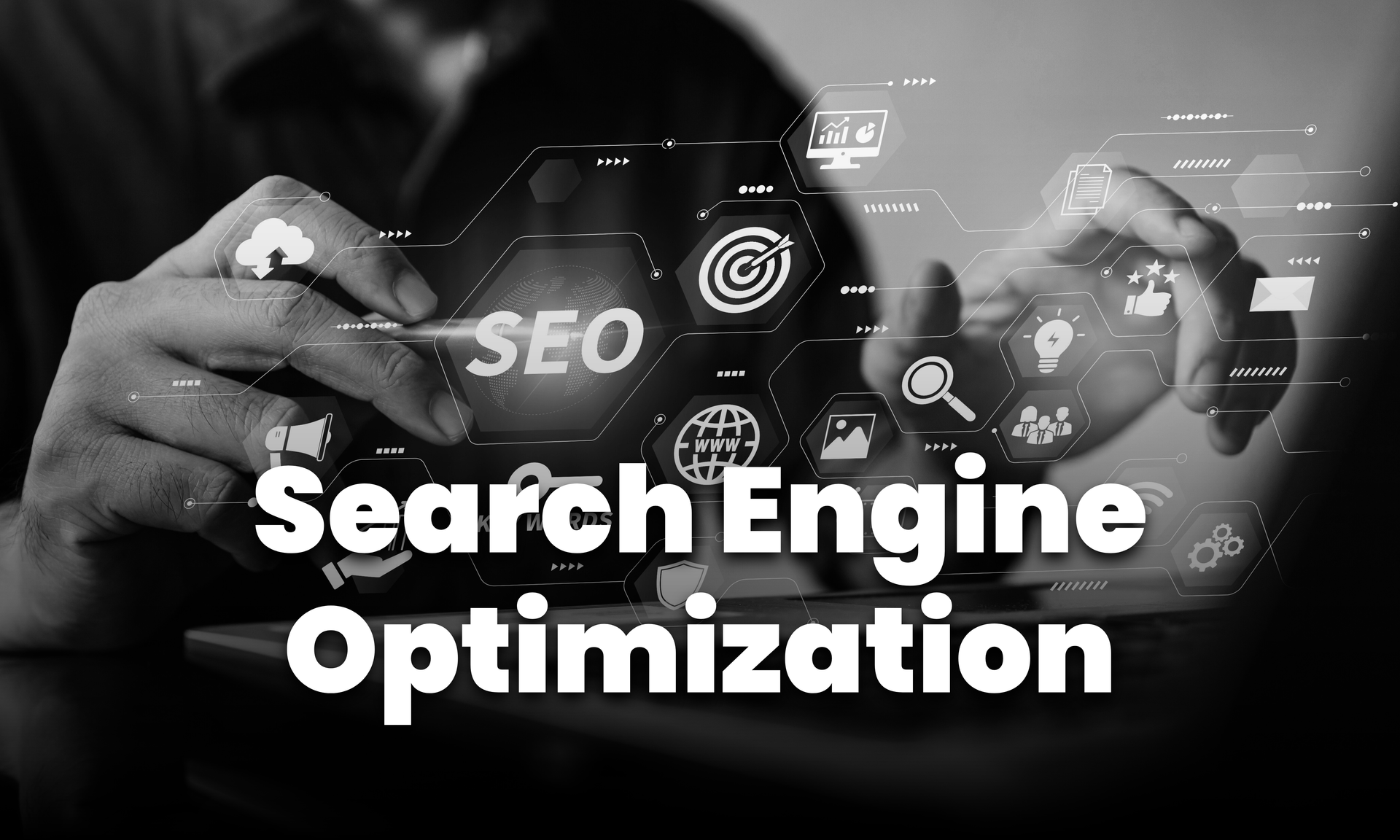 Person interacting with a digital interface labeled 