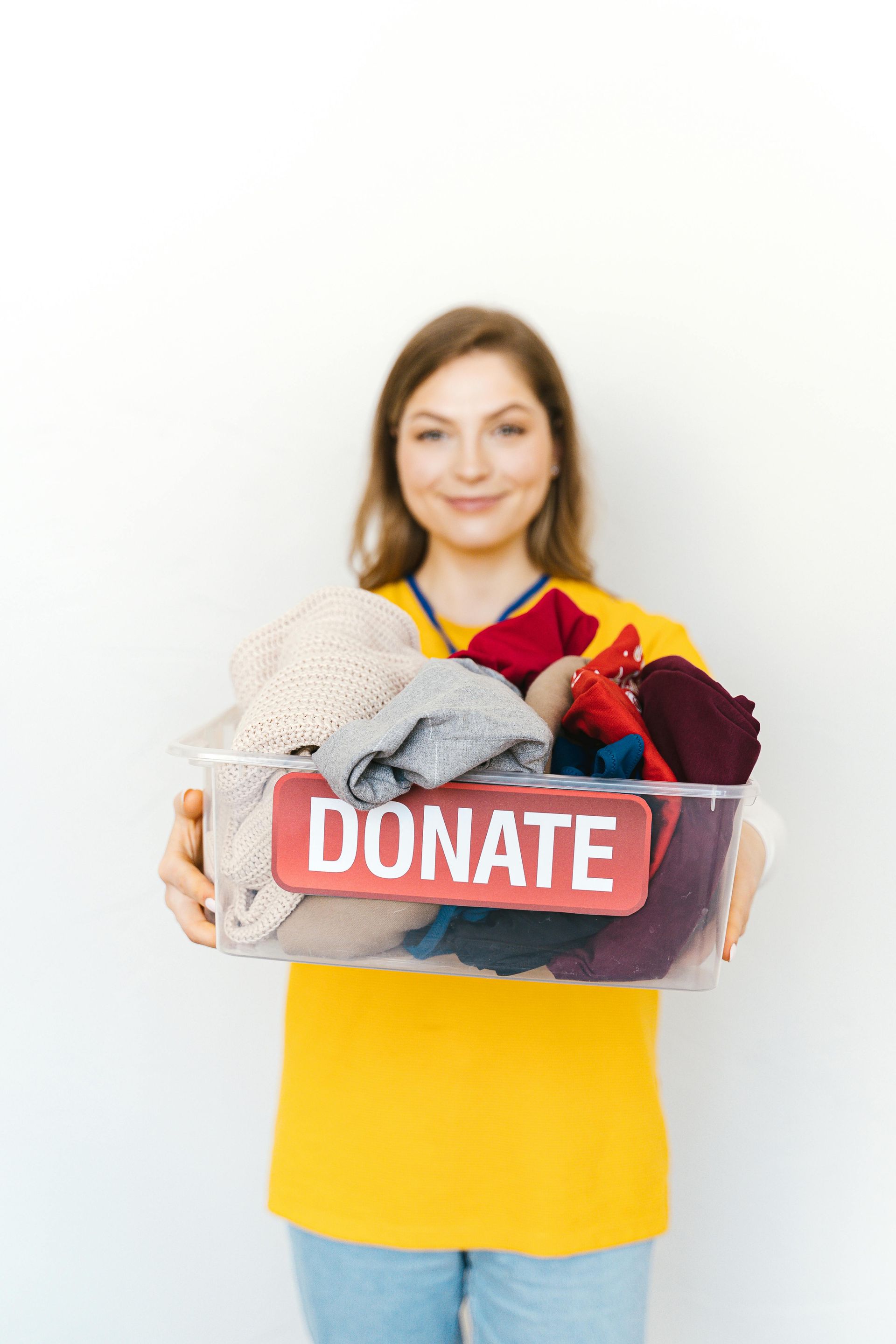 woman donating stuff