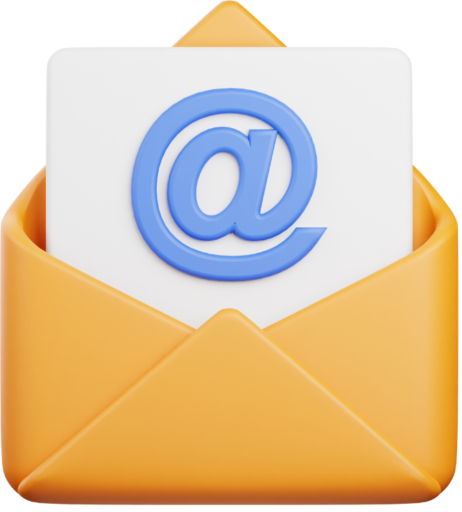 A 3d rendering of an envelope with an email icon inside of it.