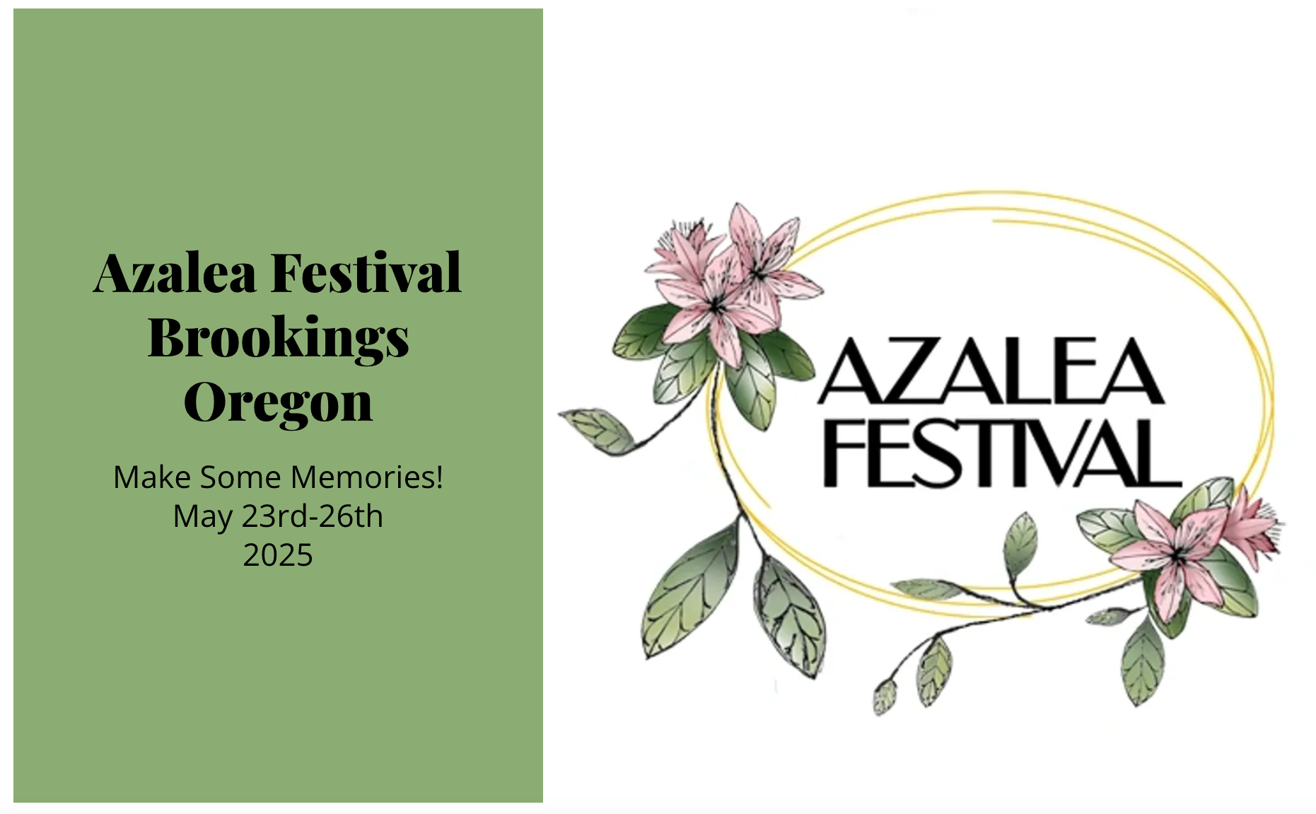 A poster for the azalea festival in brookings oregon