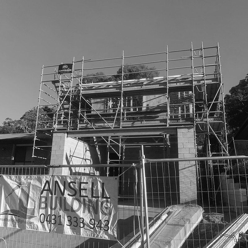 A Black and White Photo of an Ansell Building — RM Scaffolding Solutions in Lennox Head, NSW
