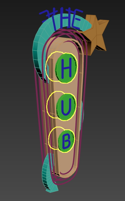 A 3d model of a sign that says the hub