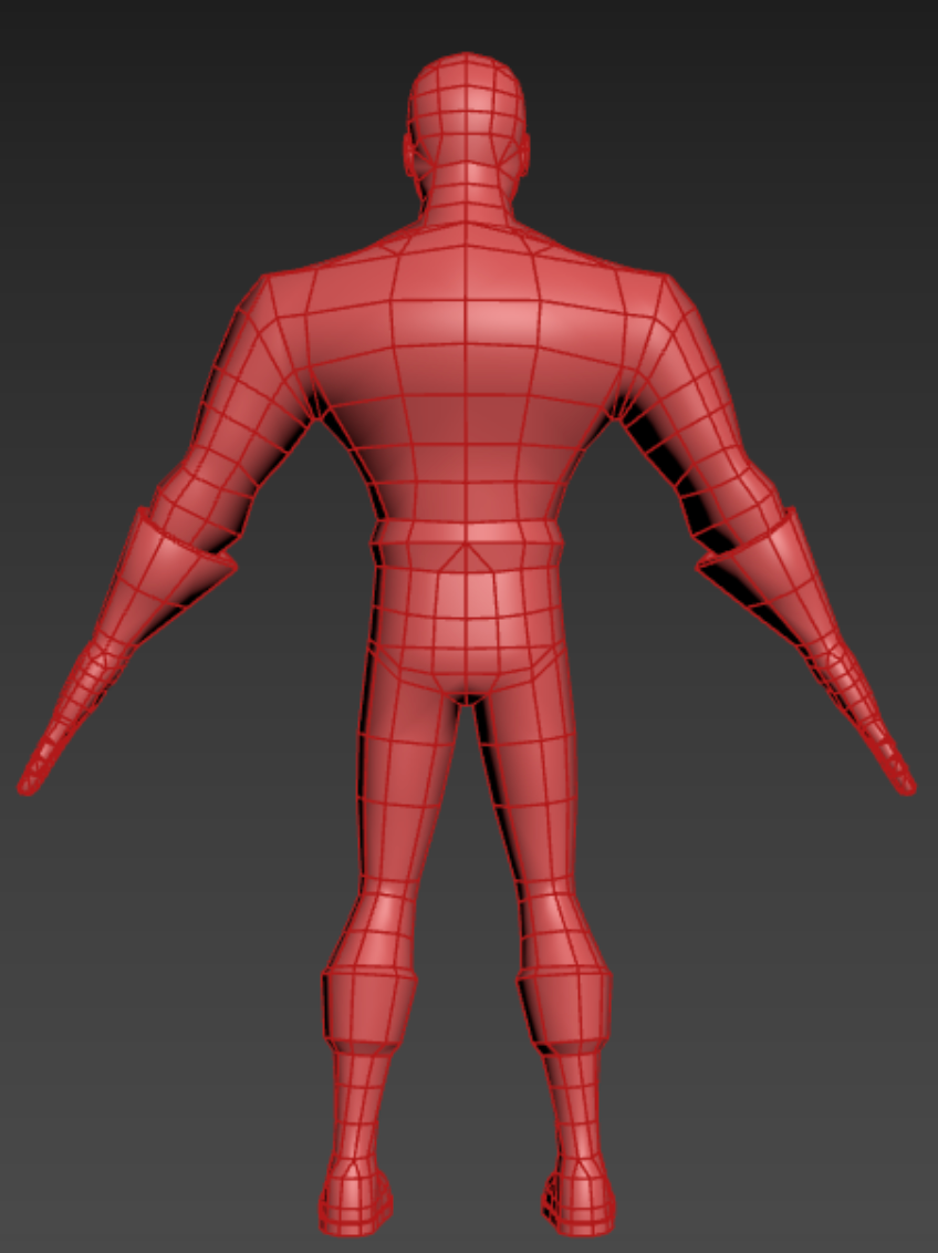 The back of a 3d model of a cartoon character