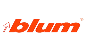 Um logotipo blum vermelho e branco em um fundo branco
