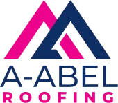 Logo for A-Abel Roofing. Features overlapping pink and blue 