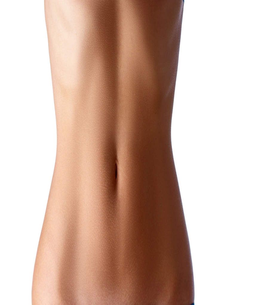 The back of a woman 's torso is shown on a white background.