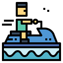 pixel art of man on jetski