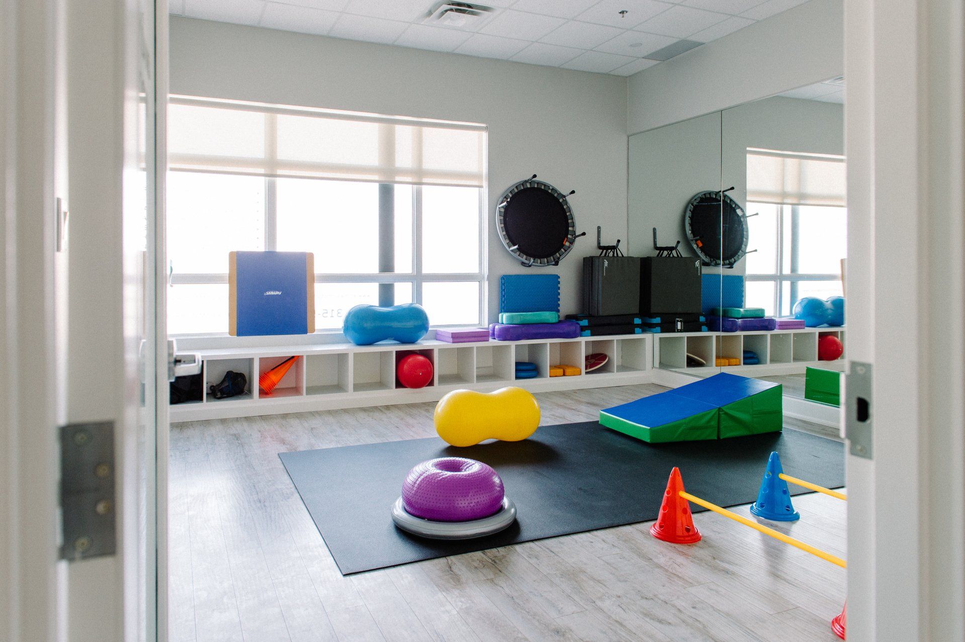 Rehabilitation room with equipment set up