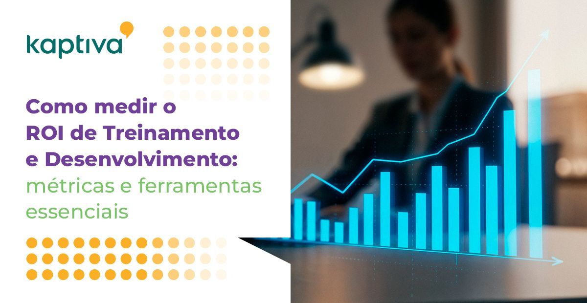 Capa com título Como Medir ROI de Treinamento e gráfico de resultados em plataforma LMS
