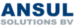 Het logo voor ansul solutions bv is blauw en wit.