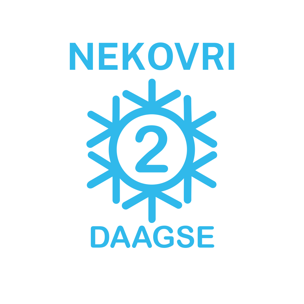 Een blauwe sneeuwvlok met daarin het cijfer 2