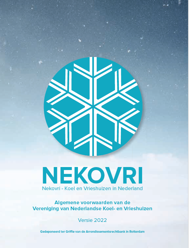 Een blauwe cirkel met een sneeuwvlok erop en nekovri aan de onderkant