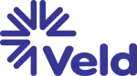 Een blauw logo met een sneeuwvlok en het woord veld op een witte achtergrond.