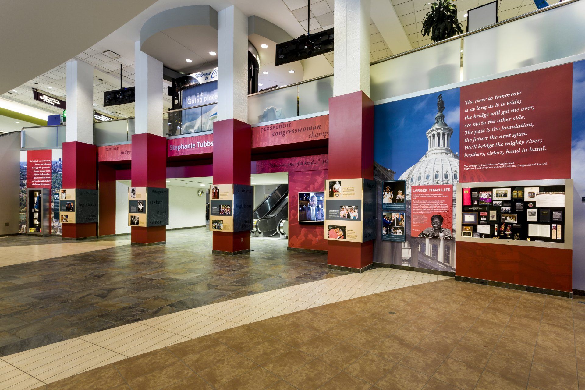 A large room with a lot of pictures on the wall