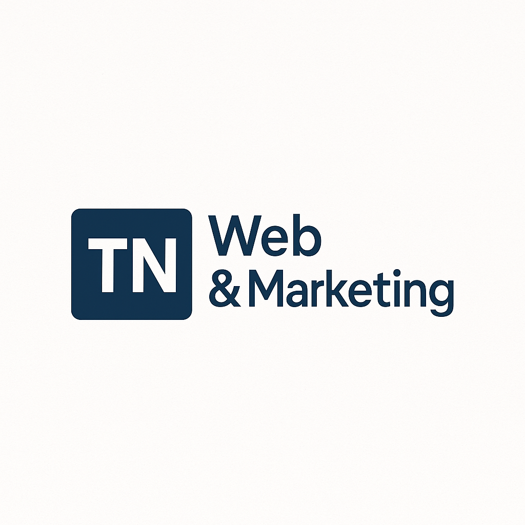 Logo: Dark blue square with 