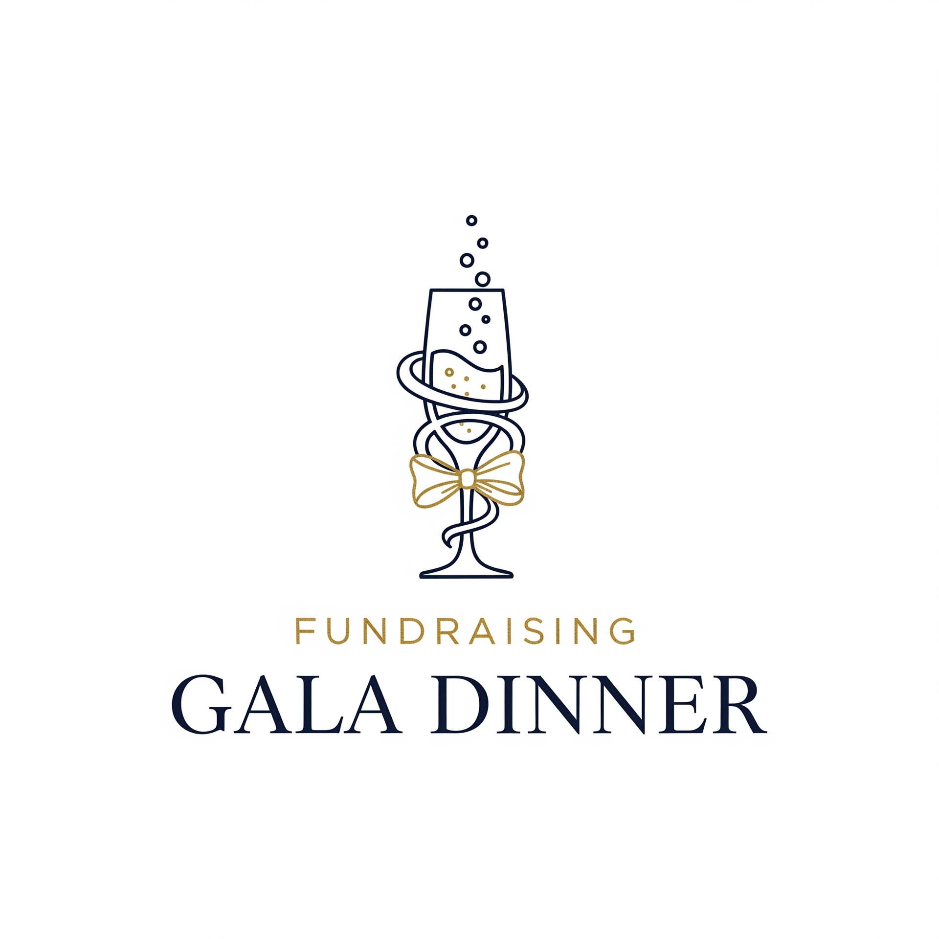 Champagne glass logo with the phrase gala dinner underneath.