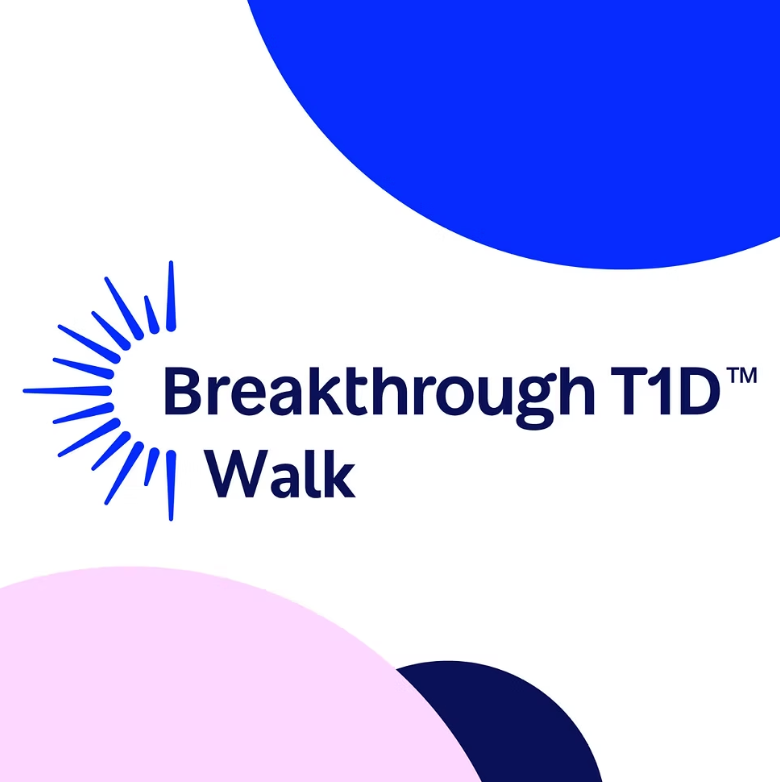 Pink and Blue logo for the Breakthrough T1D Walk event