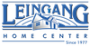 Logo for Leingang Home Center with text and a house illustration. Blue and white. Since 1977.