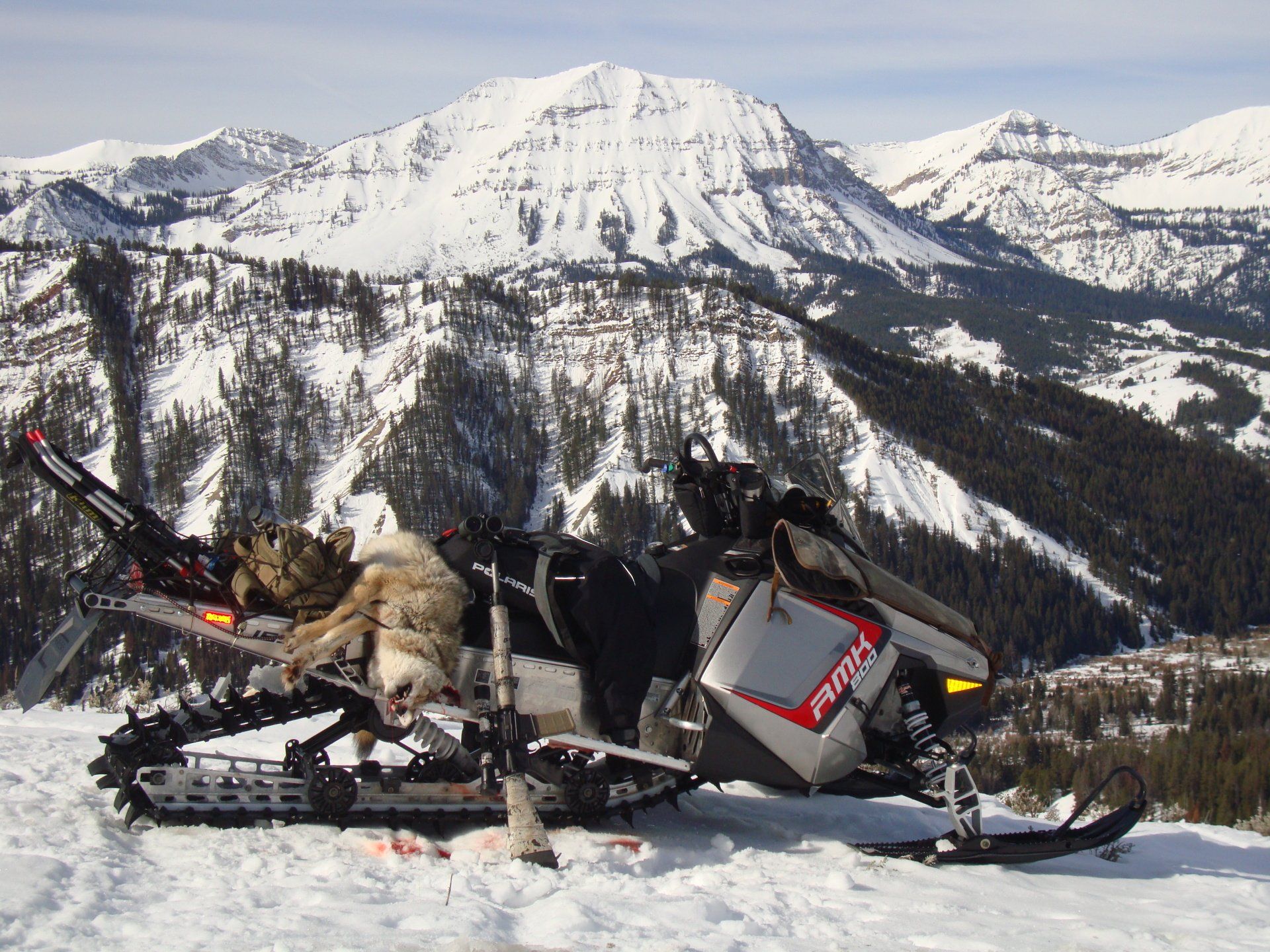 A snowmobile with the word polaris on the side