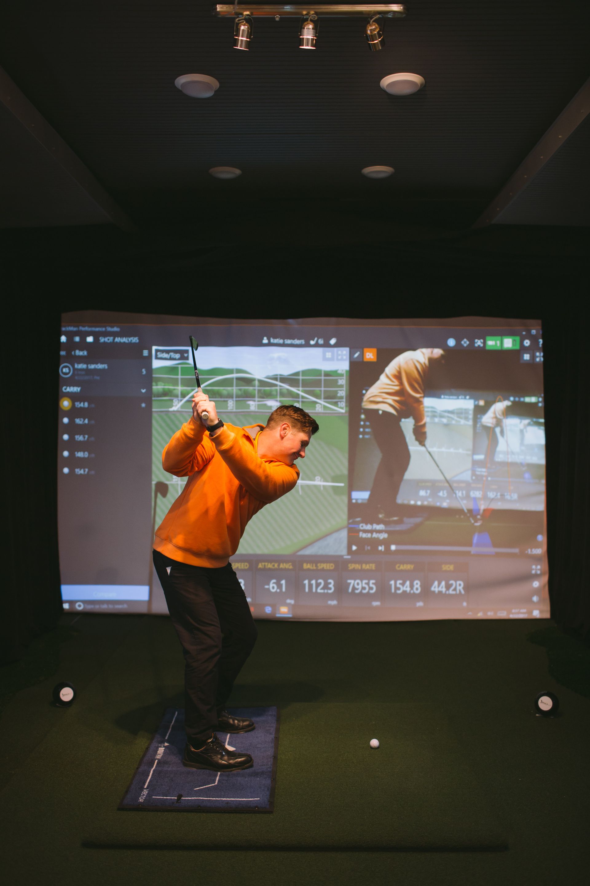 hard swing using the trackman