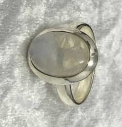 A Silver Ring with A Prominent White Moonstone — Crystal Cauldron In South Mackay, QLD